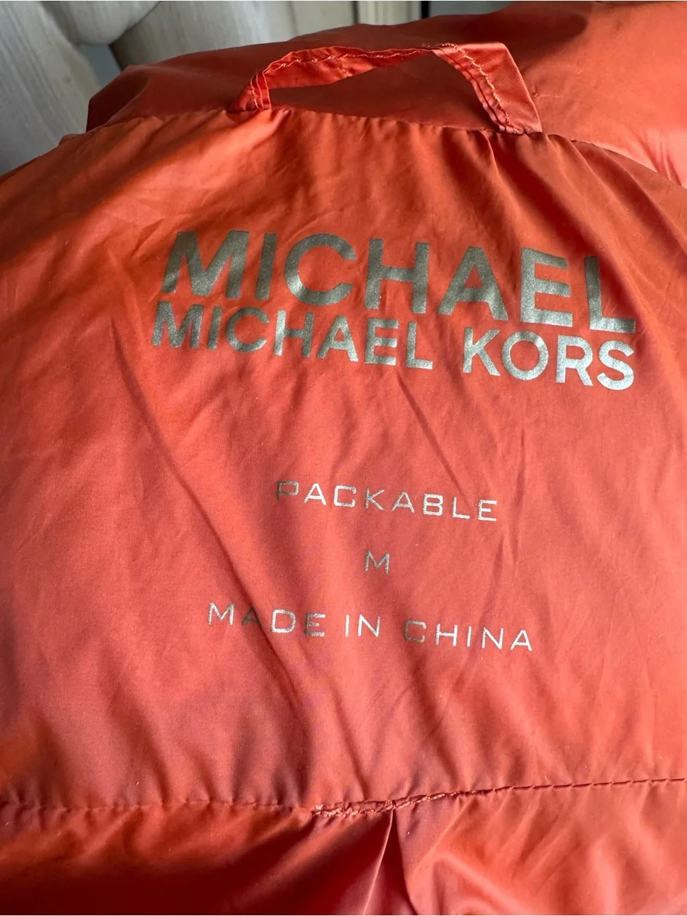 MICHAEL Michael Kors Women's Packable Puffer Jacket - Orange (Size M)